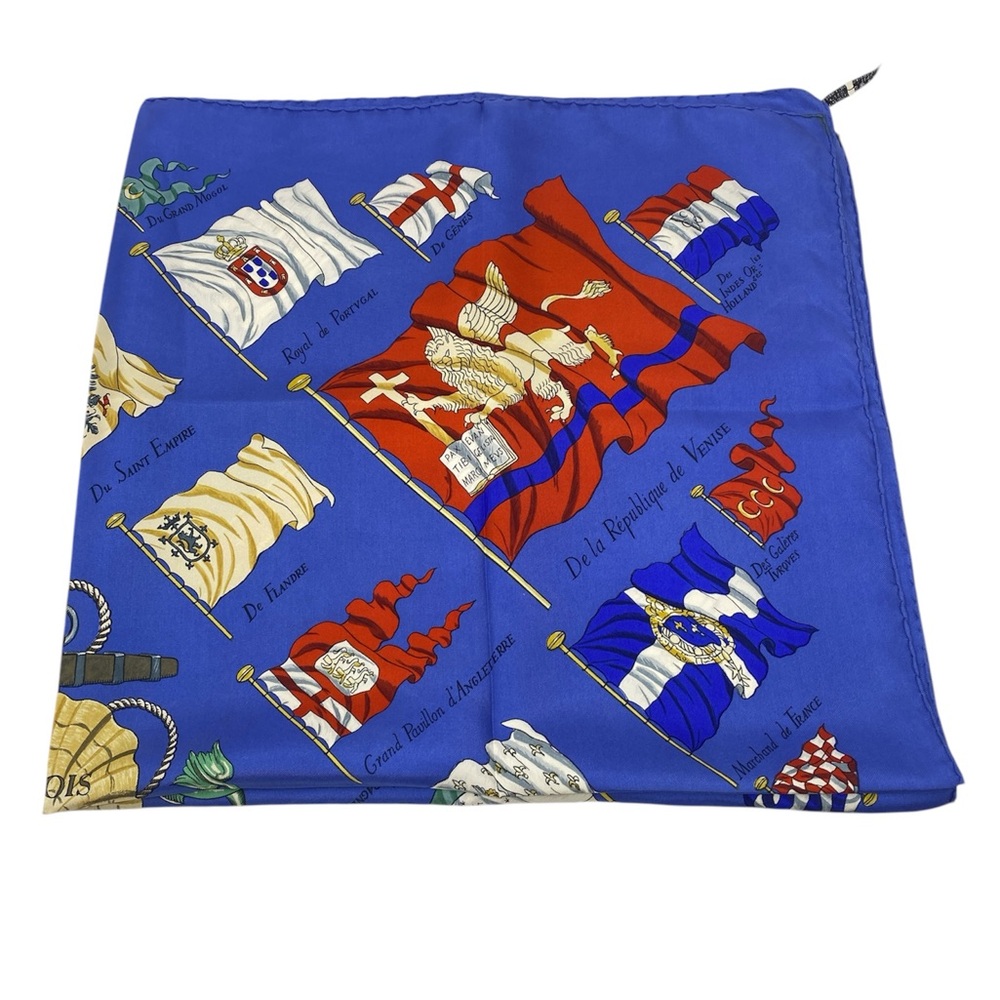 Hermes Vintage Silk Scarf Carre 90”Pavois”Blue - Picture 3 of 16